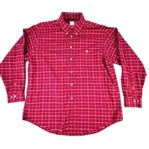Brooks Brothers Button Down Shirt Men 16r XL Red Check 100% Cotton Made in USA